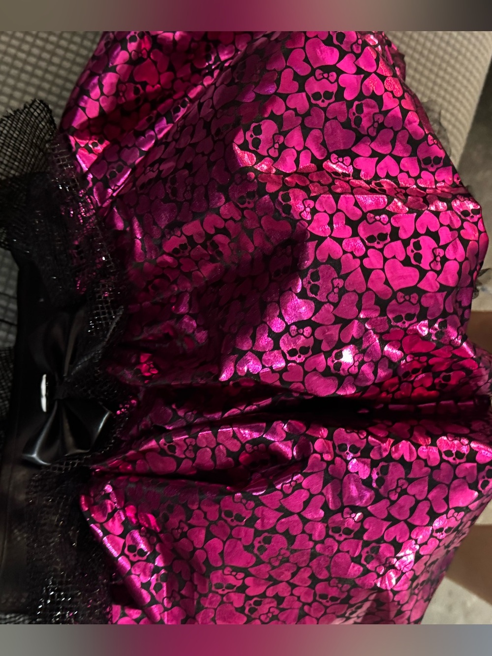 Girls monster high Pink Heart & Skull Satin Slip Dress